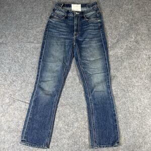 MOTHER Superior The Dazzler Shift Crop Jeans Womens 25 Blue Sin & Suffer Wash